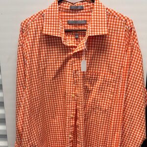 Men's Orange Gingham Casual Shirt